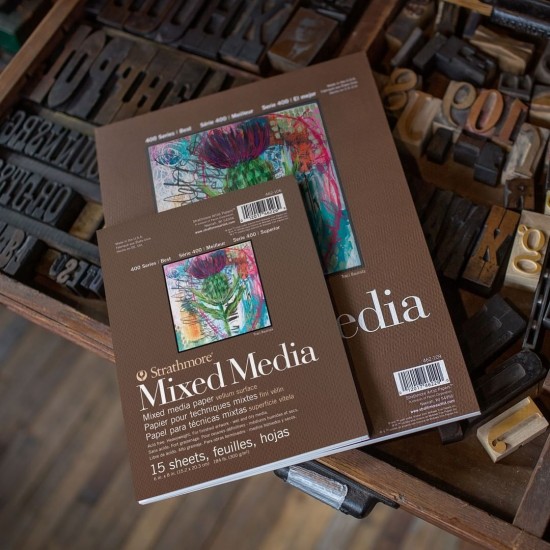 Strathmore A3 Pad Mixed Media (27.9X35.6 CM x 15 sheets) 300 g/m2 natural white paper color 400 Series Heavyweight (14*11 IN)